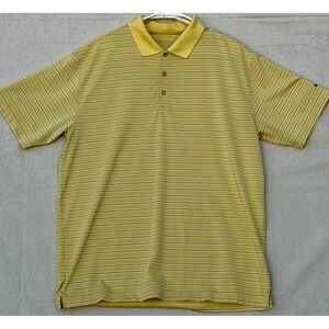 Nike Golf Tiger Woods Collection Yellow Striped Polo Shirt Mens XL 267450-705